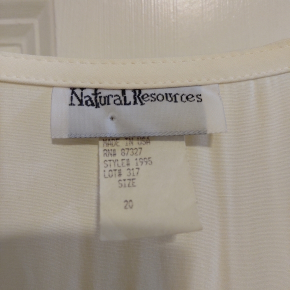 Vintage Natural Resources Women's Off White with Tie Button Down Blouse Size 20 - Picture 7 of 8
